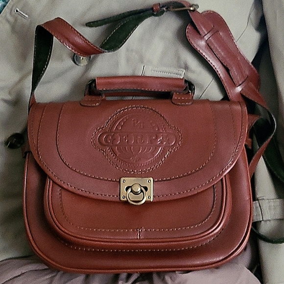 Gerpa Handbags - Vintage GERPA Real Brown Leather Purse Satchel Handbag Crossbody